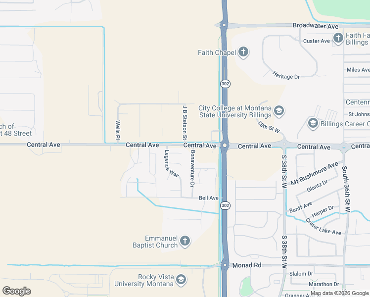 map of restaurants, bars, coffee shops, grocery stores, and more near 4107 Ashford Place in Billings