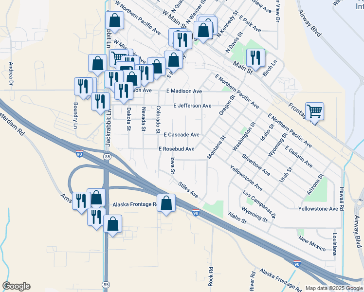 map of restaurants, bars, coffee shops, grocery stores, and more near 101-199 E Rosebud Ave in Belgrade