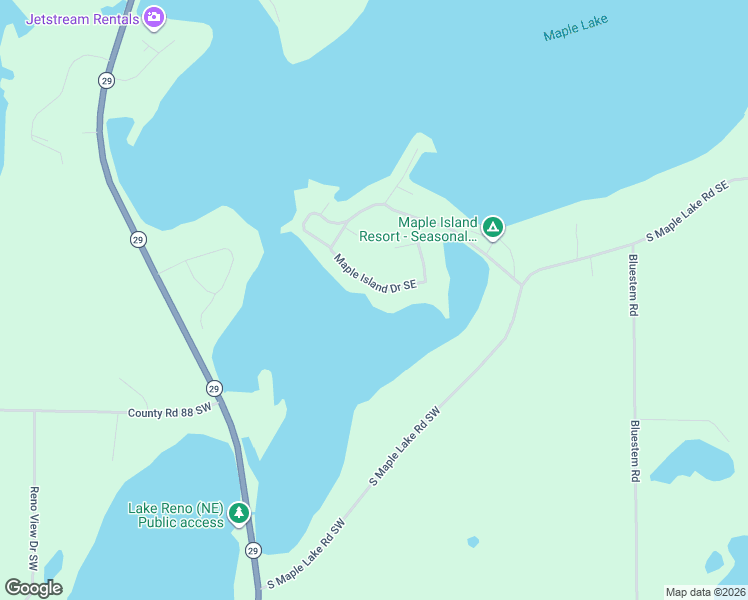 map of restaurants, bars, coffee shops, grocery stores, and more near 13178 Maple Island Drive Southeast in Glenwood
