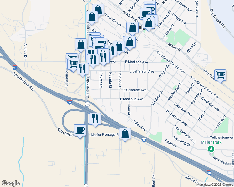 map of restaurants, bars, coffee shops, grocery stores, and more near 803 Colorado Street in Belgrade