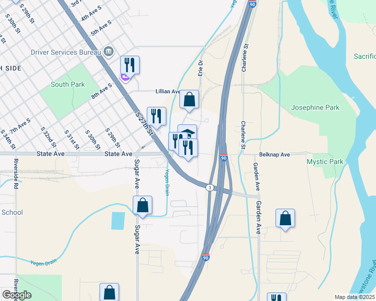 map of restaurants, bars, coffee shops, grocery stores, and more near in Billings