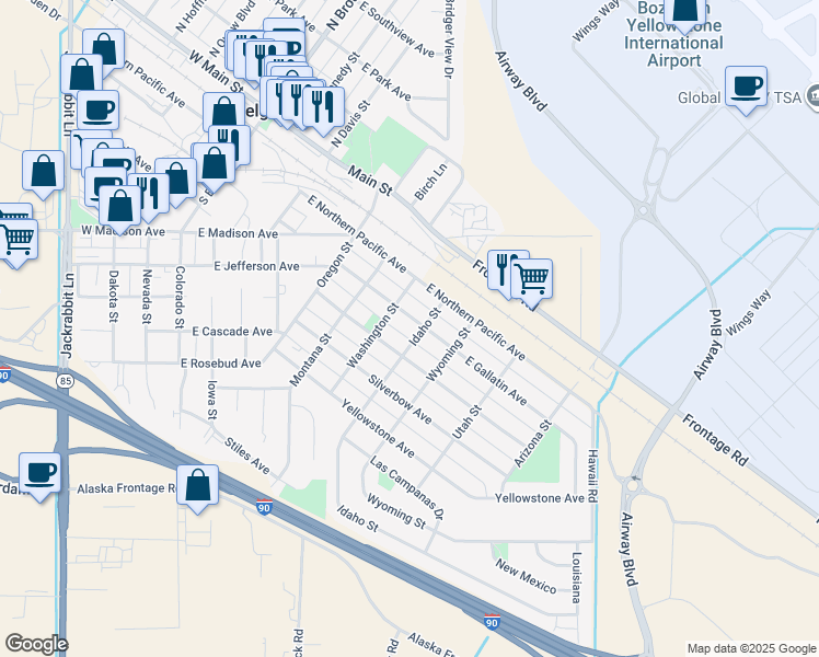 map of restaurants, bars, coffee shops, grocery stores, and more near 712 East Northern Pacific Avenue in Belgrade