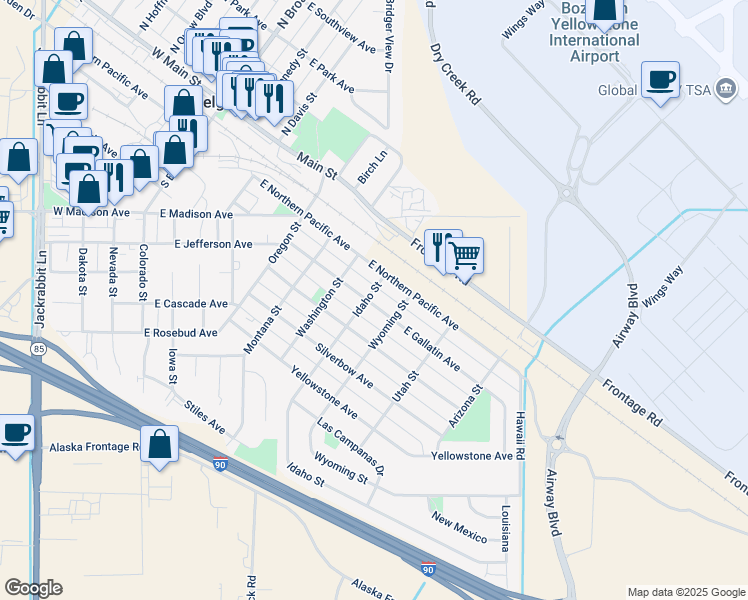 map of restaurants, bars, coffee shops, grocery stores, and more near 712 East Northern Pacific Avenue in Belgrade