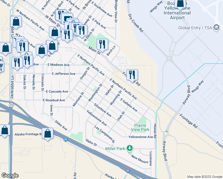 map of restaurants, bars, coffee shops, grocery stores, and more near 712 East Northern Pacific Avenue in Belgrade