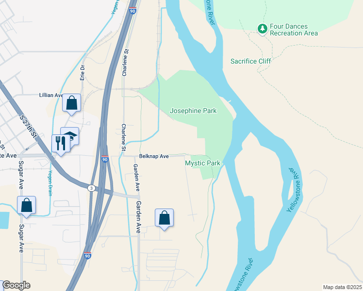 map of restaurants, bars, coffee shops, grocery stores, and more near 2251 Belknap Avenue in Billings