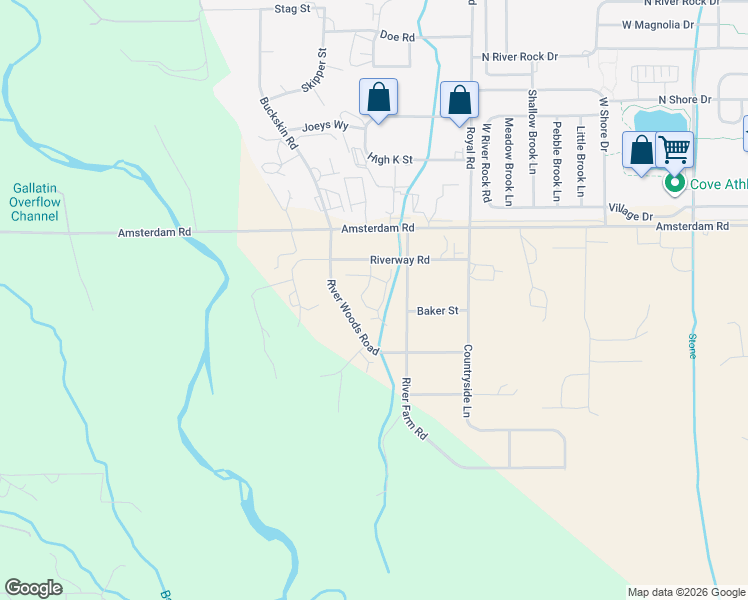 map of restaurants, bars, coffee shops, grocery stores, and more near 281 River Woods Road in Belgrade