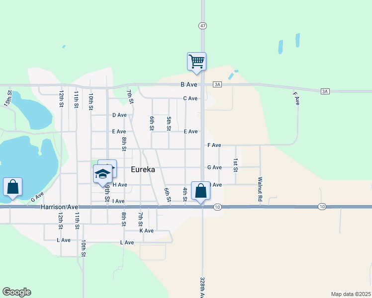 map of restaurants, bars, coffee shops, grocery stores, and more near 301 4th Street in Eureka