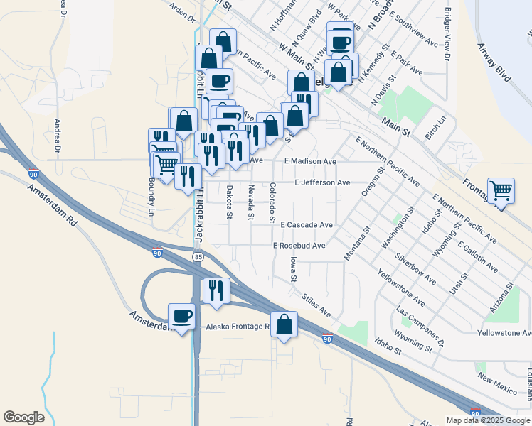 map of restaurants, bars, coffee shops, grocery stores, and more near 96 Custer Avenue in Belgrade