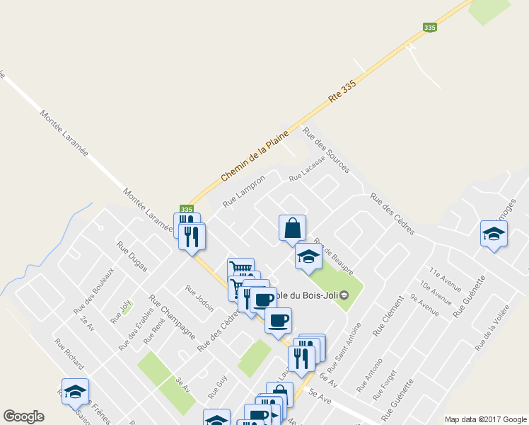 map of restaurants, bars, coffee shops, grocery stores, and more near 509 Rue Lacasse in Sainte-Anne-des-Plaines