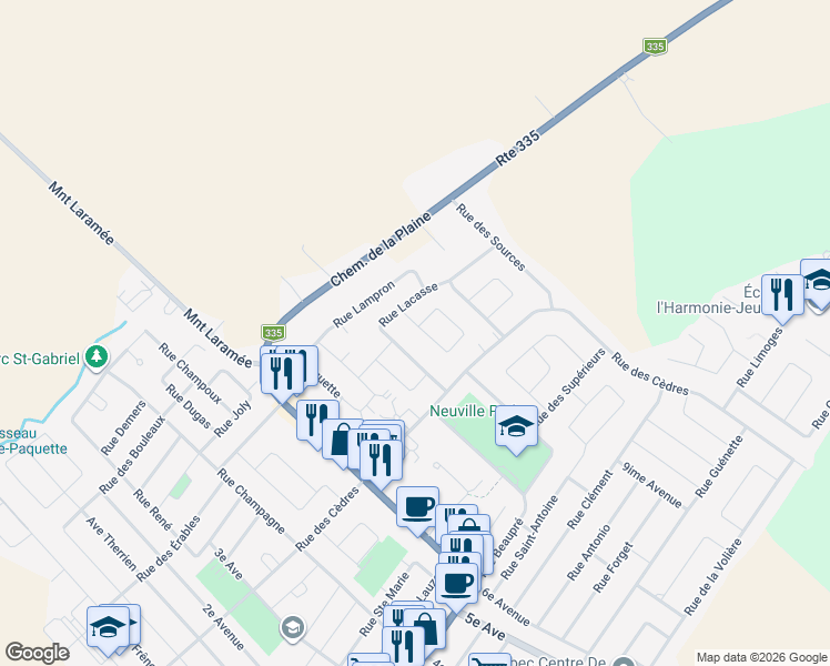 map of restaurants, bars, coffee shops, grocery stores, and more near 501 Rue de la Clairière in Sainte-Anne-des-Plaines