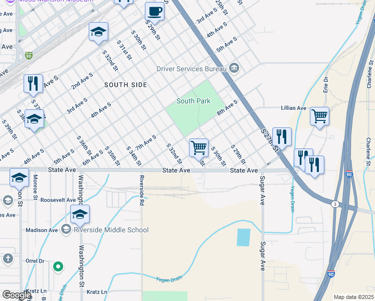 map of restaurants, bars, coffee shops, grocery stores, and more near 814 South 31st Street in Billings