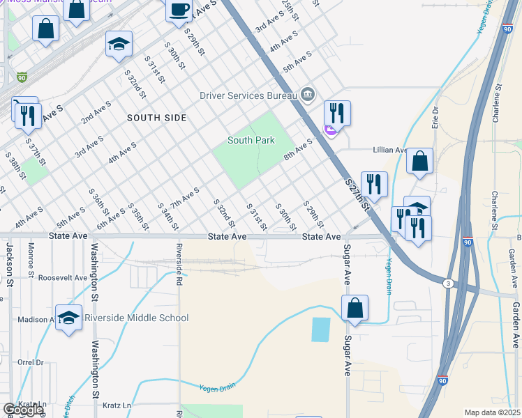 map of restaurants, bars, coffee shops, grocery stores, and more near 3018 9th Avenue South in Billings