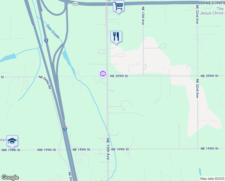 map of restaurants, bars, coffee shops, grocery stores, and more near 20615 Northeast 10th Avenue in Ridgefield