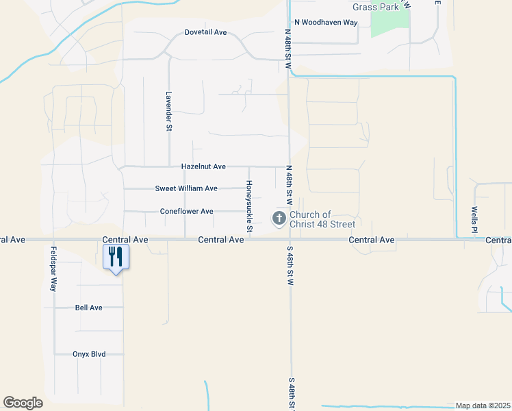 map of restaurants, bars, coffee shops, grocery stores, and more near 115 Honeysuckle Street in Billings