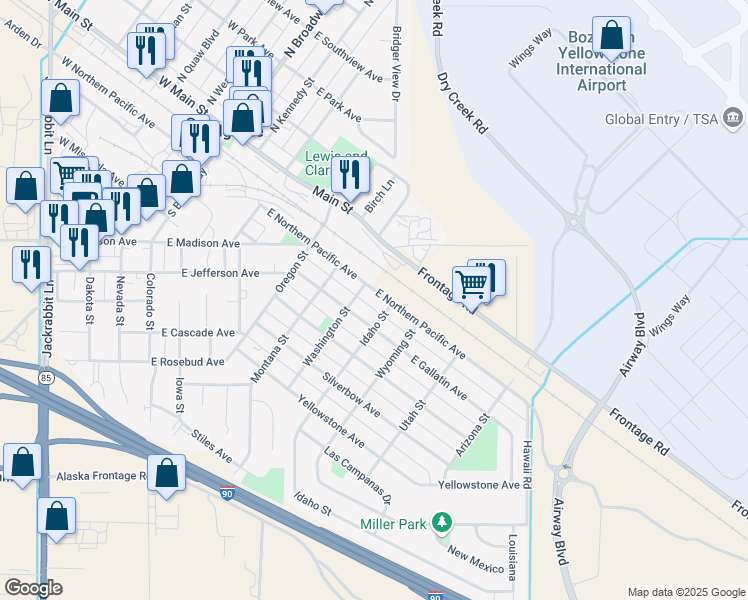 map of restaurants, bars, coffee shops, grocery stores, and more near 712 East Northern Pacific Avenue in Belgrade