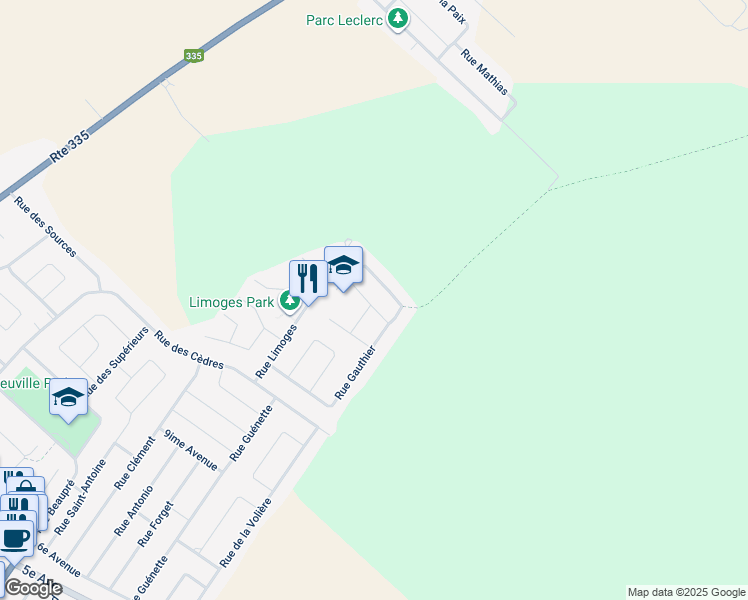 map of restaurants, bars, coffee shops, grocery stores, and more near 553 Rue des Colibris in Sainte-Anne-des-Plaines
