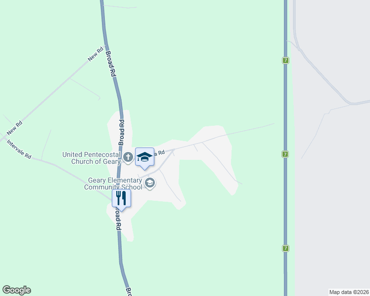 map of restaurants, bars, coffee shops, grocery stores, and more near 46 Lauvina Road in Geary