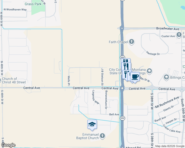 map of restaurants, bars, coffee shops, grocery stores, and more near 103 Double Tree Place in Billings