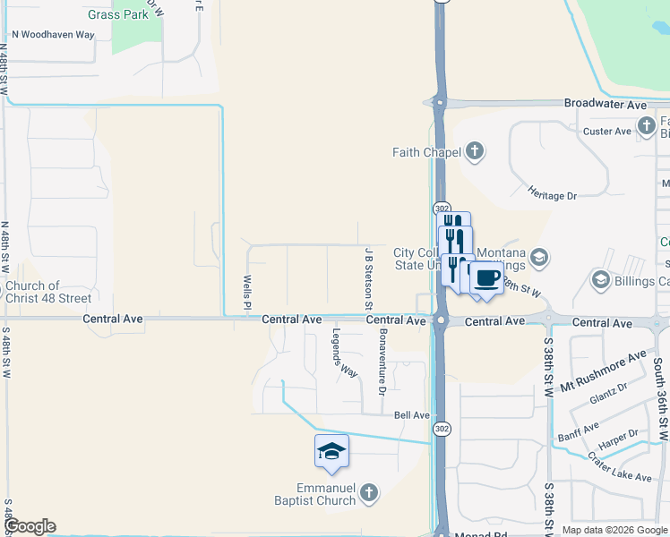 map of restaurants, bars, coffee shops, grocery stores, and more near 103 Double Tree Place in Billings