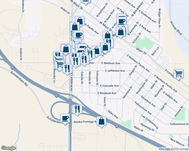 map of restaurants, bars, coffee shops, grocery stores, and more near 96 Custer Avenue in Belgrade