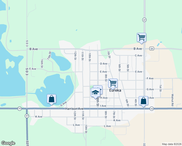 map of restaurants, bars, coffee shops, grocery stores, and more near 501 10th Street in Eureka