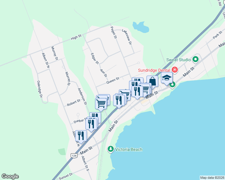 map of restaurants, bars, coffee shops, grocery stores, and more near 23 John Street in Sundridge
