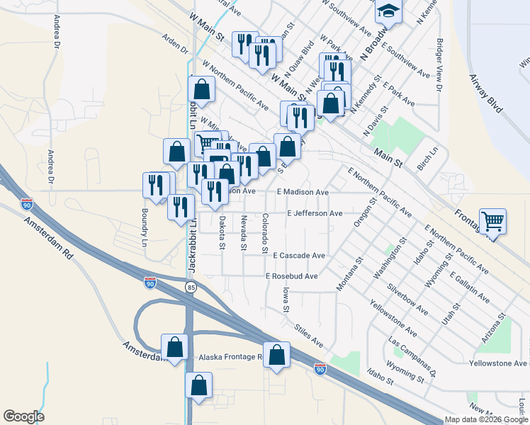 map of restaurants, bars, coffee shops, grocery stores, and more near 503 Iowa Street in Belgrade