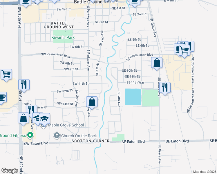 map of restaurants, bars, coffee shops, grocery stores, and more near 301 Southeast 11th Circle in Battle Ground