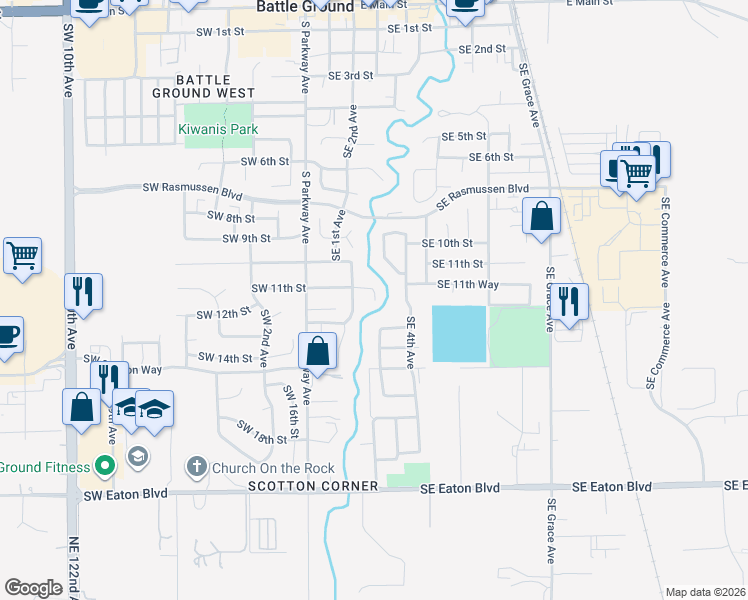 map of restaurants, bars, coffee shops, grocery stores, and more near 303 Southeast 11th Circle in Battle Ground