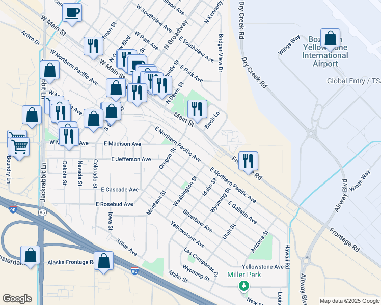 map of restaurants, bars, coffee shops, grocery stores, and more near 500 Montana Street in Belgrade