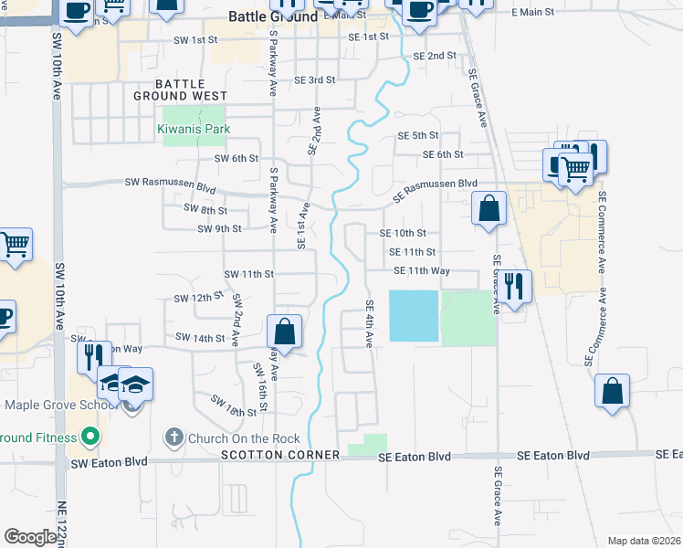 map of restaurants, bars, coffee shops, grocery stores, and more near 210 Southeast 11th Circle in Battle Ground