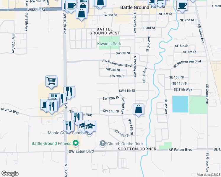 map of restaurants, bars, coffee shops, grocery stores, and more near 312 Southwest 11th Circle in Battle Ground