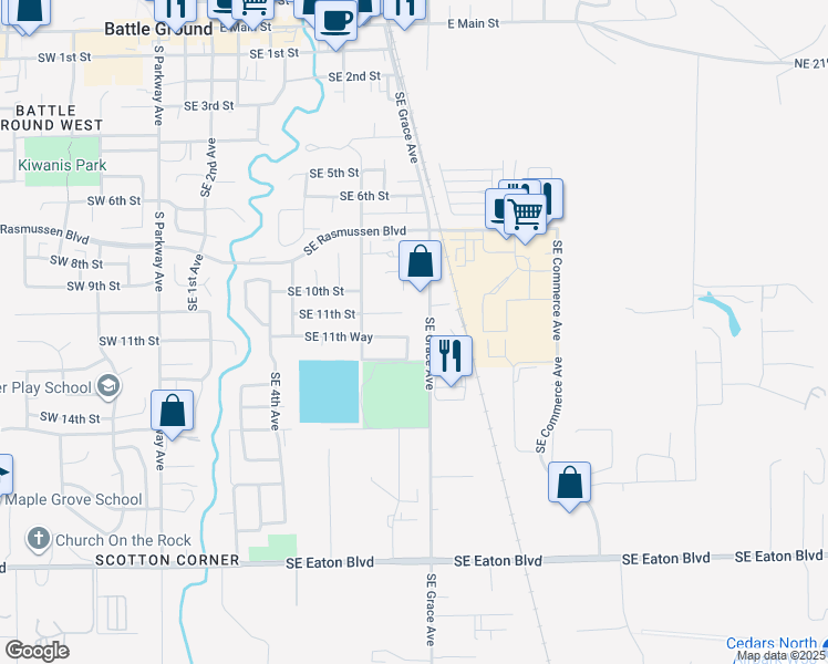 map of restaurants, bars, coffee shops, grocery stores, and more near 906 Southeast 11th Way in Battle Ground
