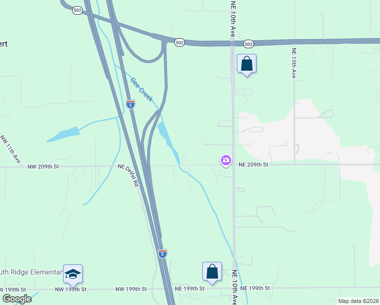 map of restaurants, bars, coffee shops, grocery stores, and more near 506 Northeast 209th Street in Ridgefield