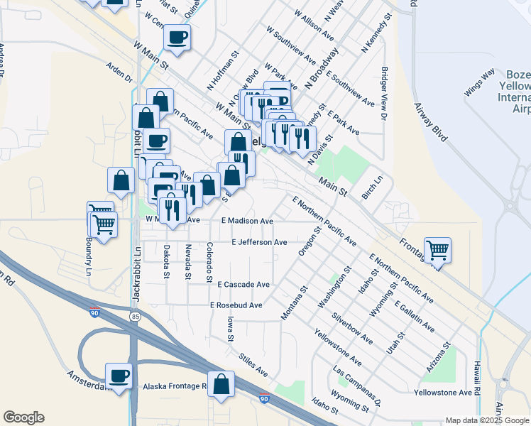 map of restaurants, bars, coffee shops, grocery stores, and more near 505 Minnesota Street in Belgrade