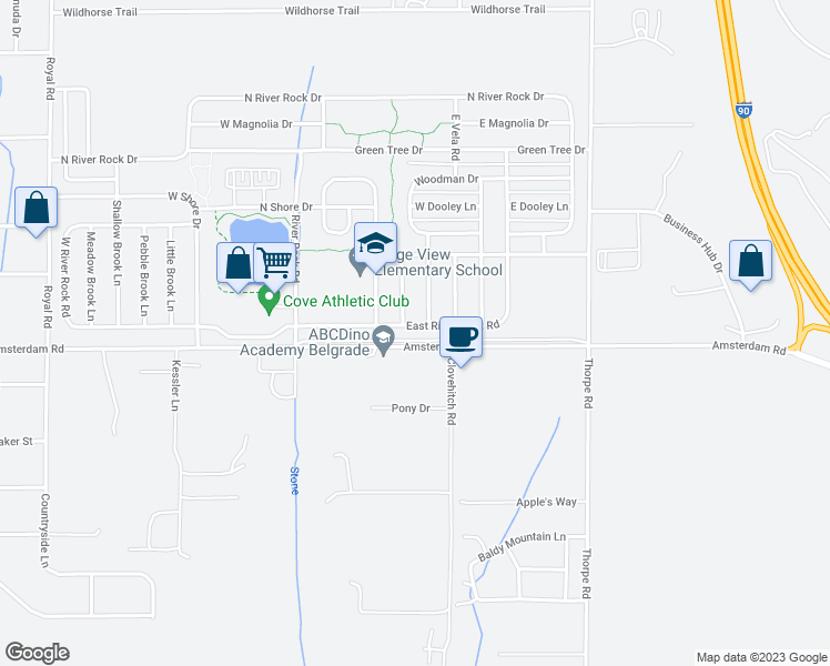 map of restaurants, bars, coffee shops, grocery stores, and more near 226 East River Rock Road in Belgrade
