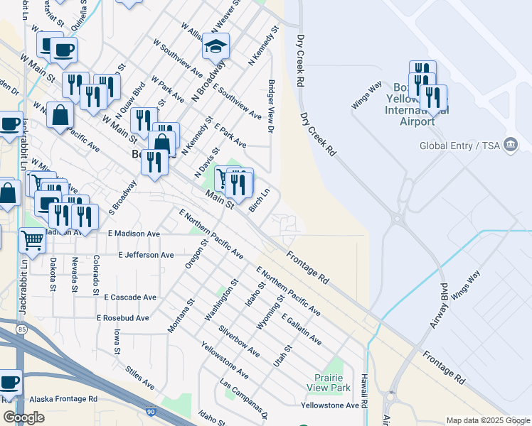 map of restaurants, bars, coffee shops, grocery stores, and more near 6-18 Birch Lane in Belgrade