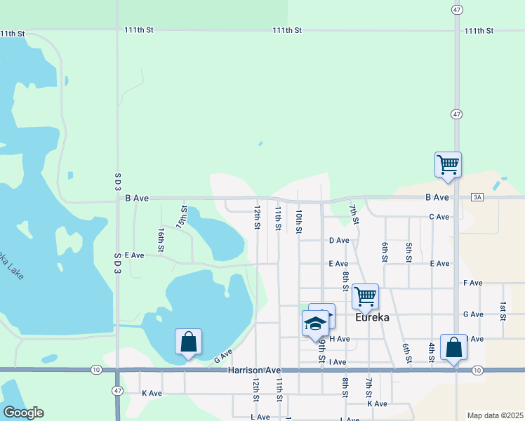 map of restaurants, bars, coffee shops, grocery stores, and more near 1200-1214 North Lake Drive in Eureka