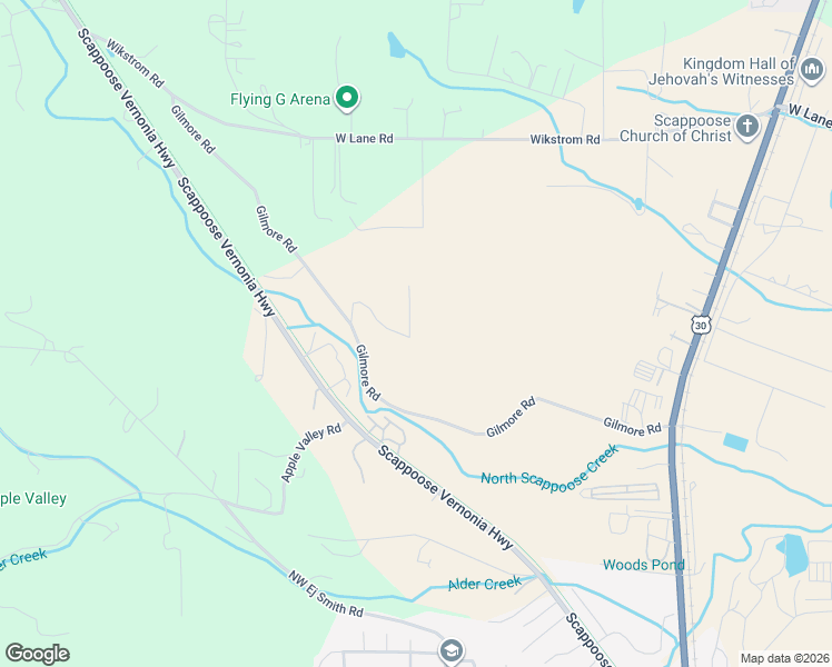 map of restaurants, bars, coffee shops, grocery stores, and more near 32849 Gilmore Road in Scappoose