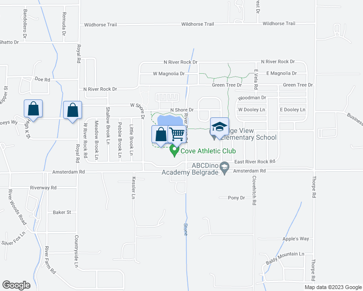 map of restaurants, bars, coffee shops, grocery stores, and more near 101 East River Rock Road in Belgrade