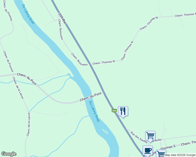 map of restaurants, bars, coffee shops, grocery stores, and more near 1729 Québec 309 in Notre-Dame-de-la-Salette
