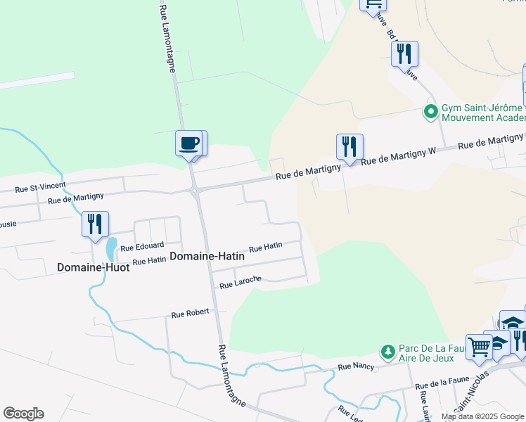 map of restaurants, bars, coffee shops, grocery stores, and more near 807 Rue du Faubourg in Saint-Jã©Rã´Me