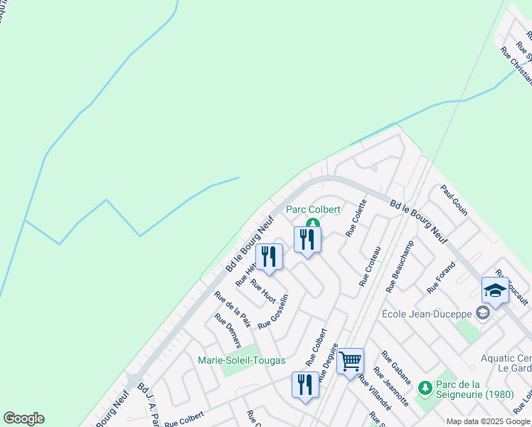 map of restaurants, bars, coffee shops, grocery stores, and more near 779 Boulevard le Bourg Neuf in Repentigny