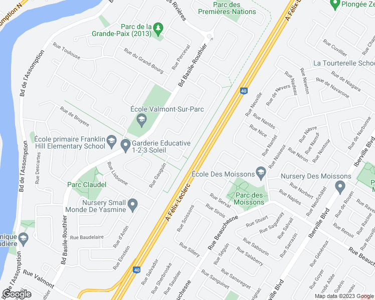 map of restaurants, bars, coffee shops, grocery stores, and more near 1174 Rue des Montérégiennes in Repentigny