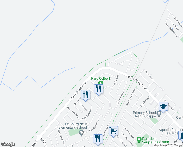 map of restaurants, bars, coffee shops, grocery stores, and more near 795 Boulevard le Bourg Neuf in Repentigny