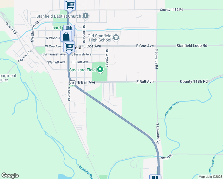 map of restaurants, bars, coffee shops, grocery stores, and more near in Stanfield