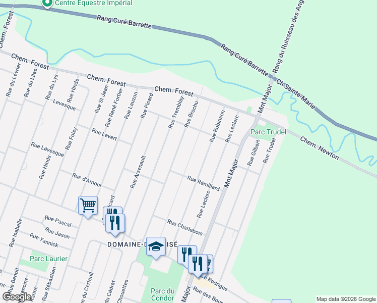 map of restaurants, bars, coffee shops, grocery stores, and more near 3500 Rue Delorme in Terrebonne