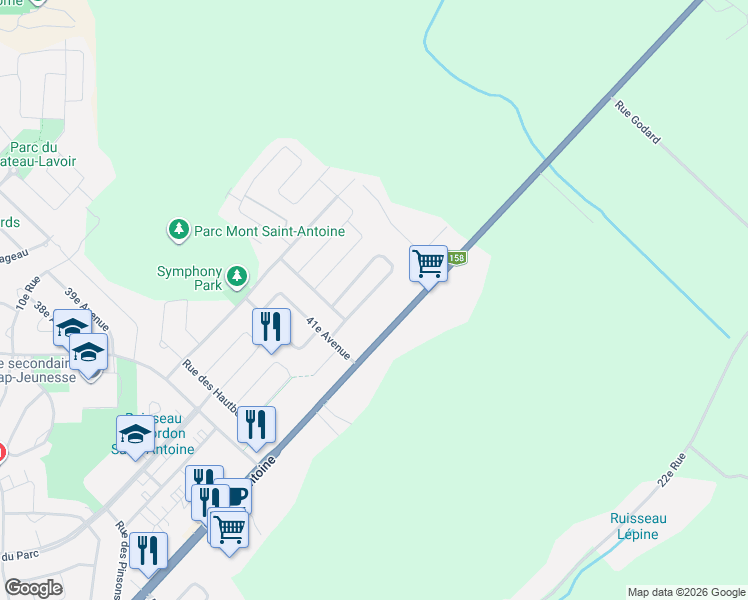 map of restaurants, bars, coffee shops, grocery stores, and more near 1921 Rue Jacques-Blanchet in Saint-Jérôme