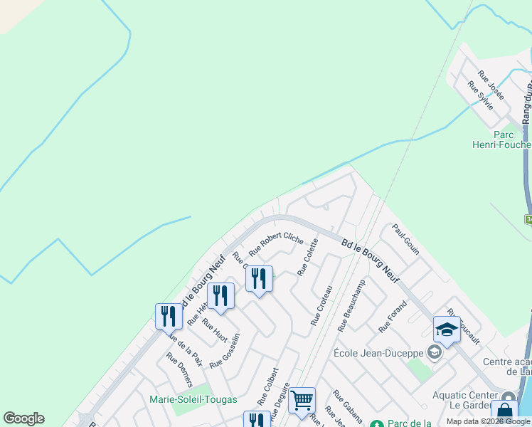 map of restaurants, bars, coffee shops, grocery stores, and more near 819 Boulevard le Bourg Neuf in Repentigny