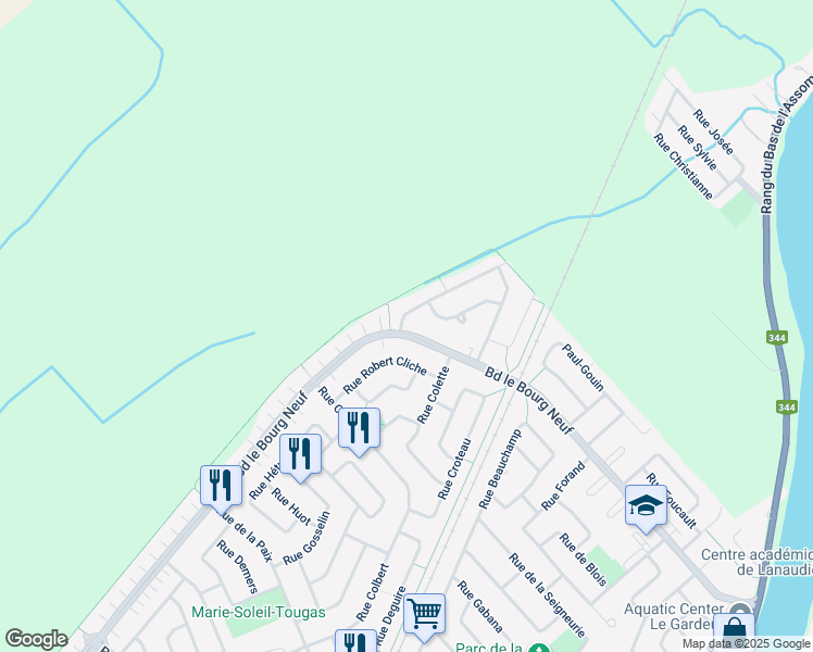 map of restaurants, bars, coffee shops, grocery stores, and more near 845 Boulevard le Bourg Neuf in Repentigny